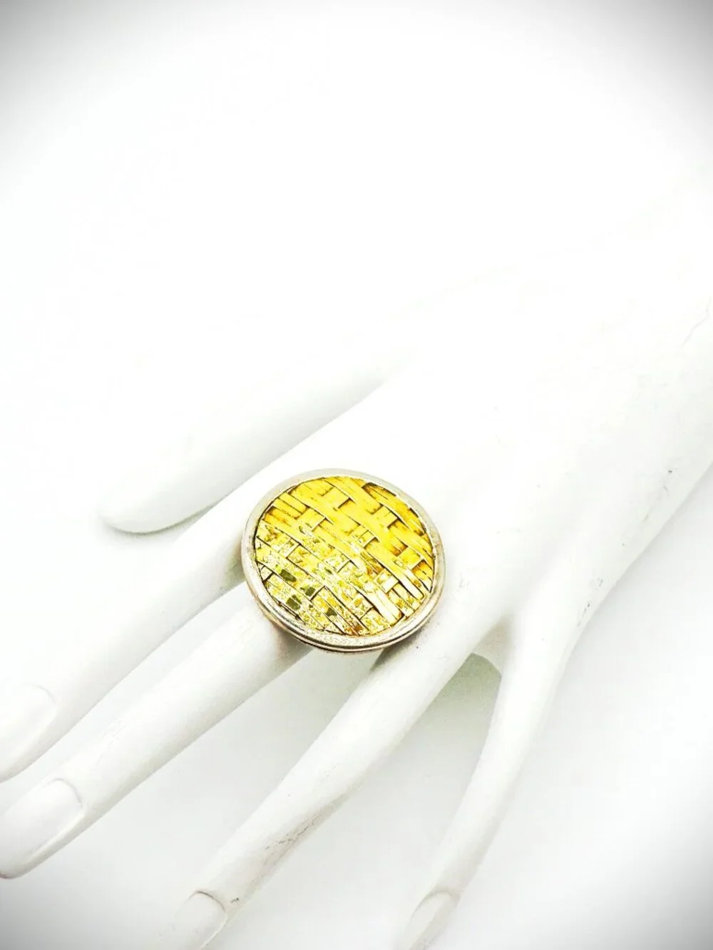 JOHN HARDY Bedeg Sterling Silver 22K Yellow Gold Huge Ring Size 7.25